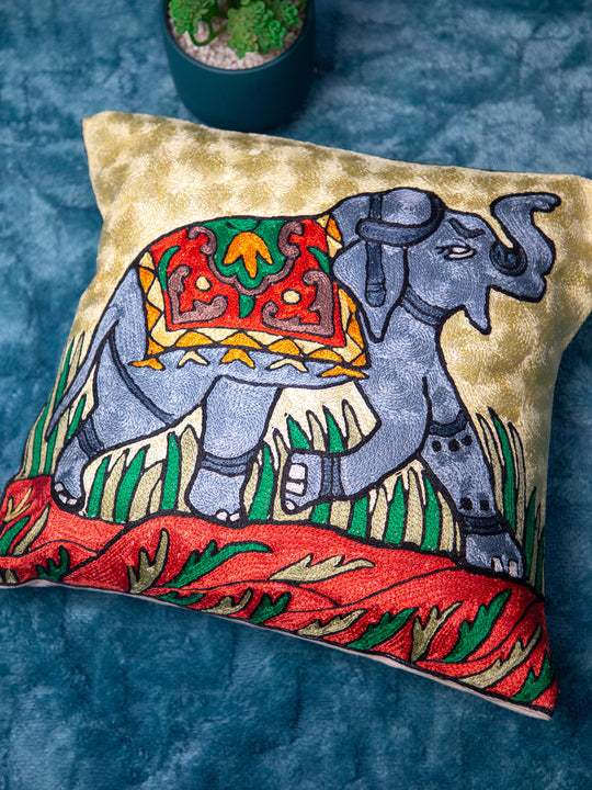 Kashmiri Hand Embroidered Multi Cotton Cushion Cover