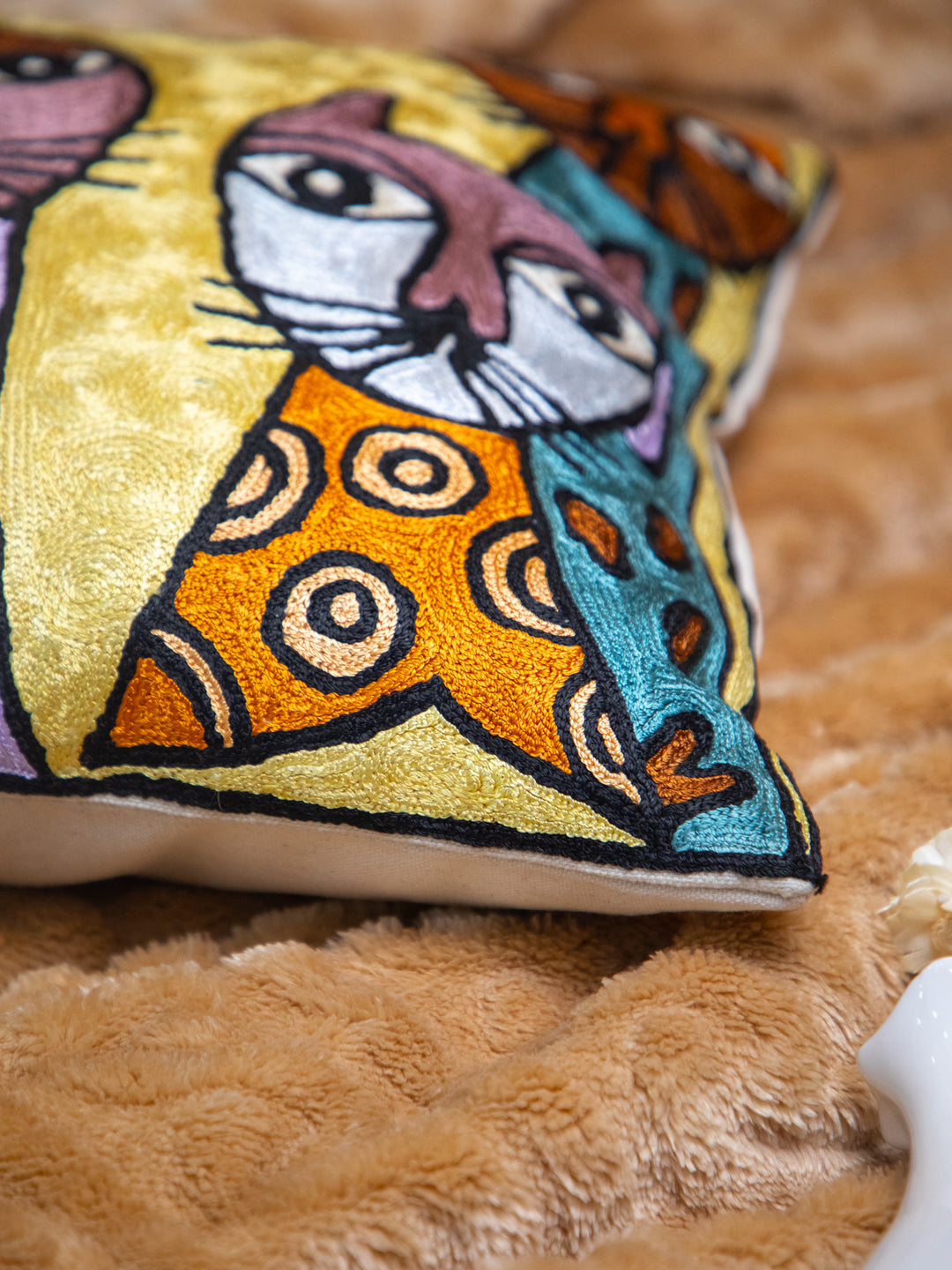 Kashmiri Hand Embroidered Multi Cotton Cushion Cover