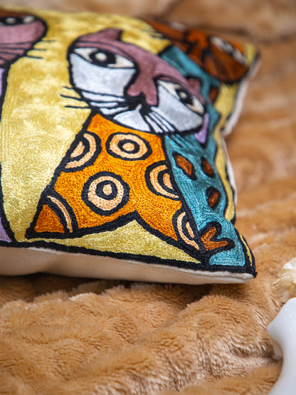 Kashmiri Hand Embroidered Multi Cotton Cushion Cover