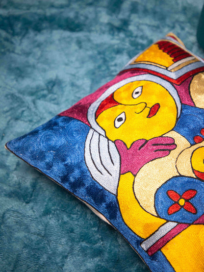 Kashmiri Hand Embroidered Multi Cotton Cushion Cover