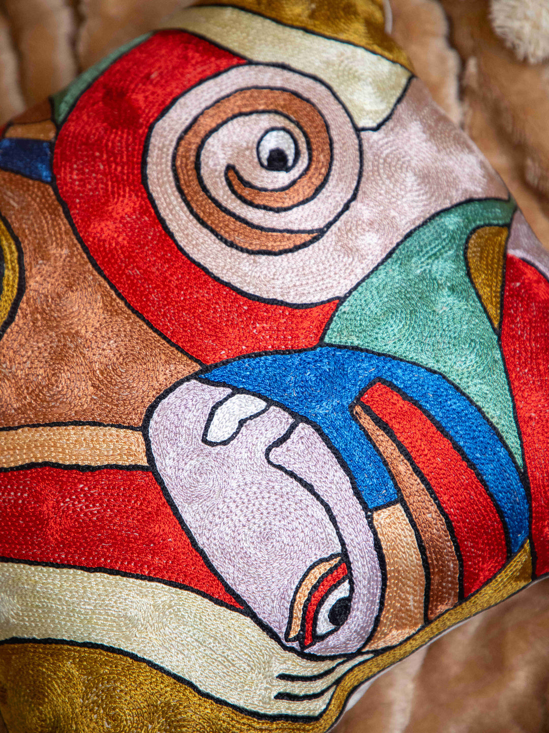 Kashmiri Hand Embroidered Multi Cotton Cushion Cover