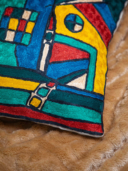 Kashmiri Hand Embroidered Multi Cotton Cushion Cover