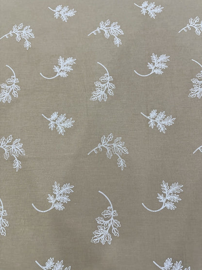 Tan Base Leaf Print 100% Cotton Bedsheet With Pillow Covers