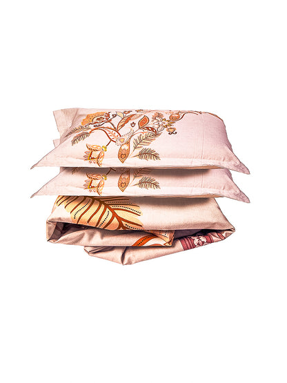 Light Grey 100% Cotton Floral Print Bedsheet With Pillow Covers