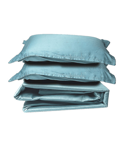 Teal Solid &nbsp;100% Cotton Bedsheet With Pillow Covers