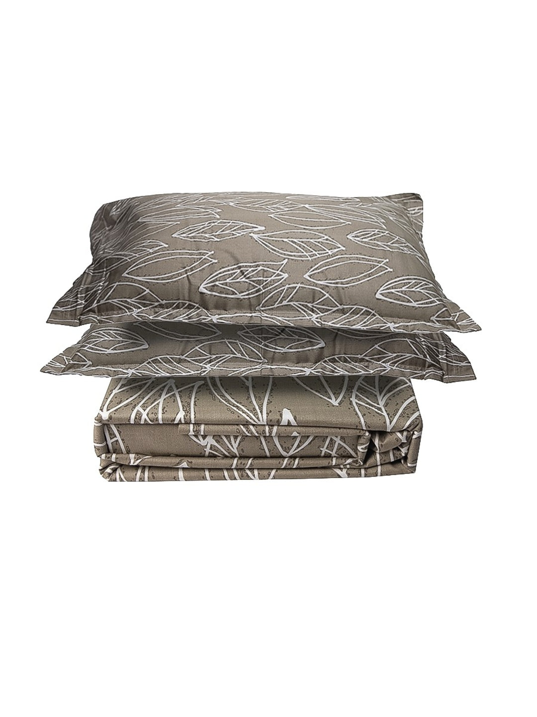 Dark Green Leaf Print 100% Cotton King Bedsheet With Pillow Covers