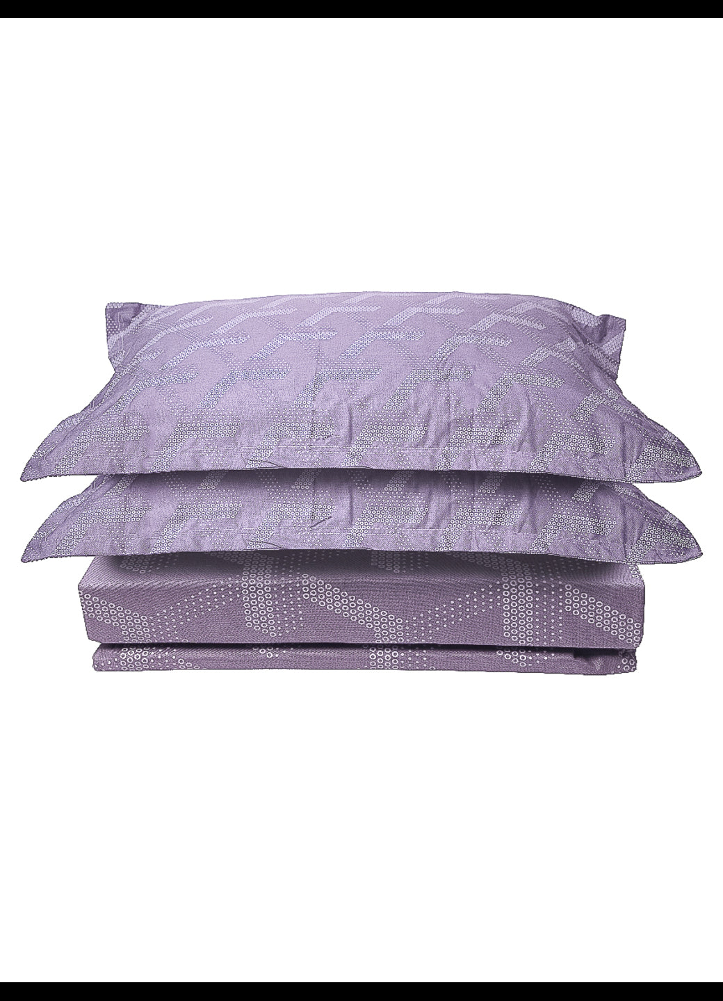 Purple Geometrical 100% Cotton King Bedsheet With Pillow Covers