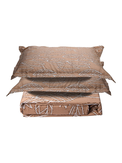 Tan Leaf 100% Cotton King Bedsheet With Pillow Covers