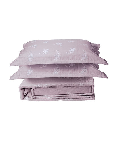 Grey Leaf Print 100% Cotton King Bedsheet With Pillow Covers