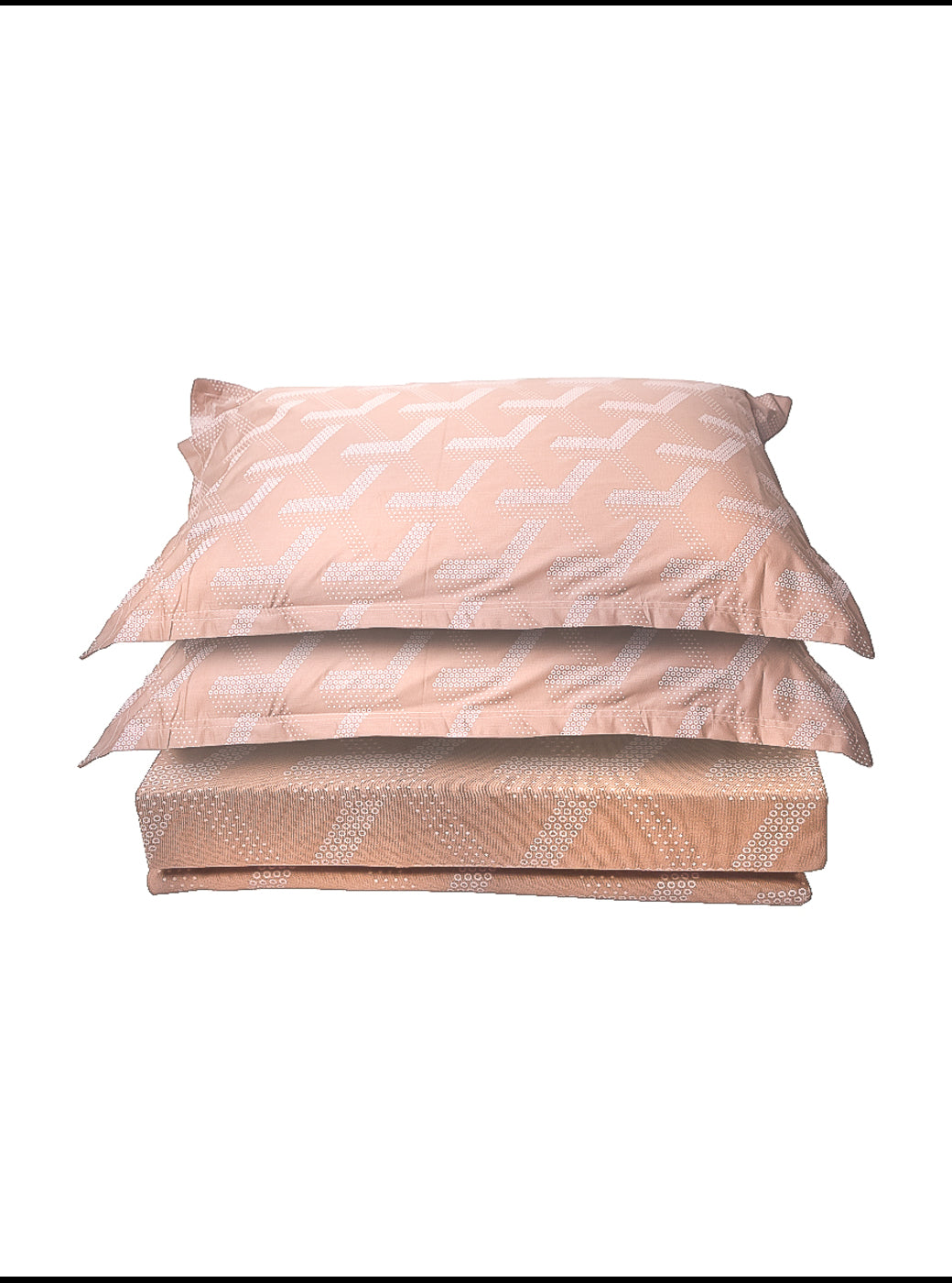 Tan Base Geometrical Pattern 100% Cotton King Bedsheet With Pillow Covers
