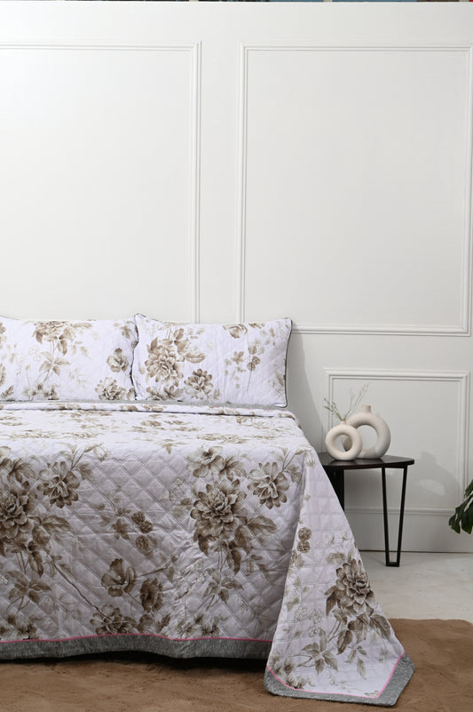 Embroidered Cotton White Color King Size Bedsheet for Double Bed with Two Pillow Covers (97 x 108 Inch)