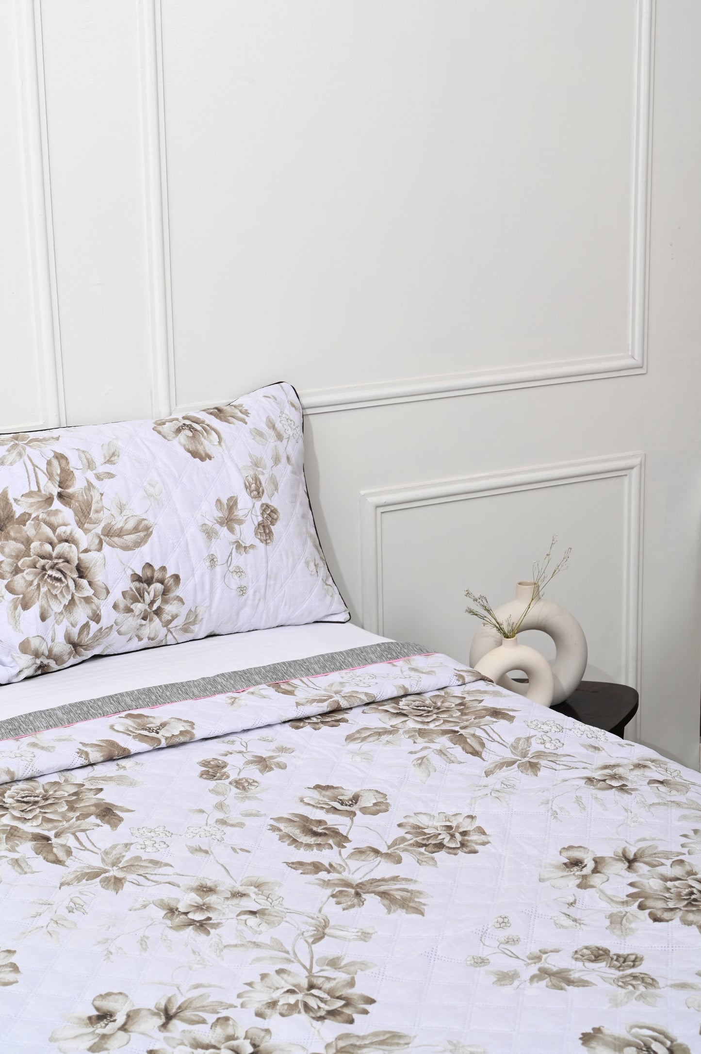 Embroidered Cotton White Color King Size Bedsheet for Double Bed with Two Pillow Covers (97 x 108 Inch)